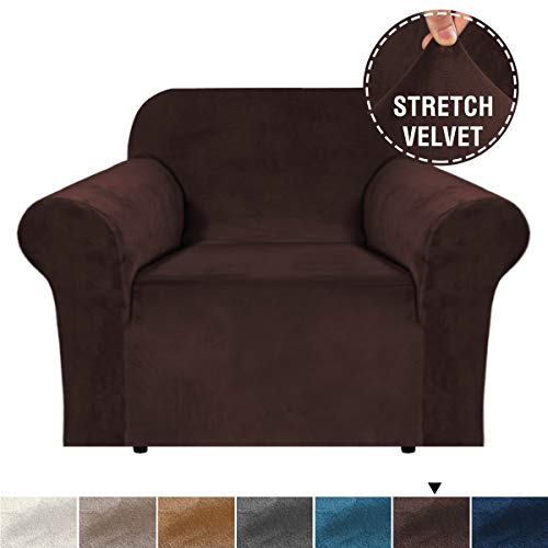 Product Cover Luxurious Real Velvet High Stretch Sofa Cover / Slipcover Soft Spandex Form Fit Slip Resistant Furniture Cover Couch Covers Soft with Elastic Bottom for Kids Machine Wash(Chair 32