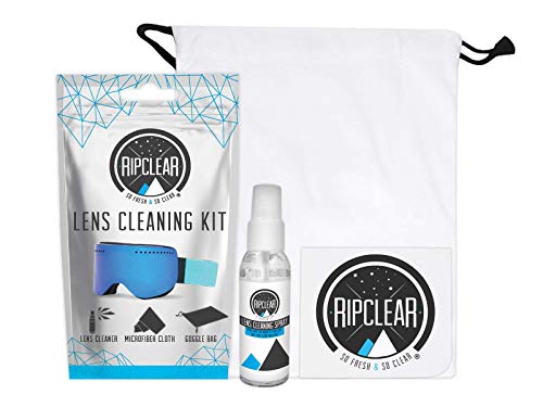 Product Cover Ripclear Premium Eyeglass Cleaning Kit - Perfect For Prescription Eye Glasses, Sunglasses, Goggles & More. Includes 100% Biodegradable Glass Cleaner, Thick Microfiber Cloth & Drawstring Eyeglass Case
