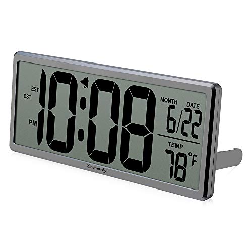 Product Cover DreamSky Extra Large Digital Wall Clock, Desk Clock, Auto Time Self Setting Alarm Clock, Auto DST Time Changing, Jumbo Number Clock Date Temperature Display, Battery Operated.