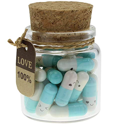 Product Cover INFMETRY Capsule Letters Message in a Bottle Glass Favor Bottle (Light Blue 25pcs)