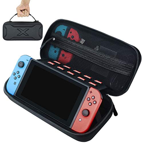 Product Cover FOJOJO Larger Carrying Case for Nintendo Switch and Charging Adapter - with 20 Game Cartridges, Protective Hard Shell Storage Case for Nintendo Switch Console & Accessories with Holder Design
