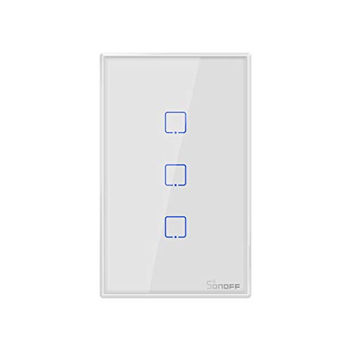 Product Cover Sonoff TX T2 Smart Light Switch Wi-Fi & RF Wall Switch, Works with Alexa and Google Home, Fit for US&CA Wall Switches, Remote Control with Timing Function, No Hub Needed (3 Gang)