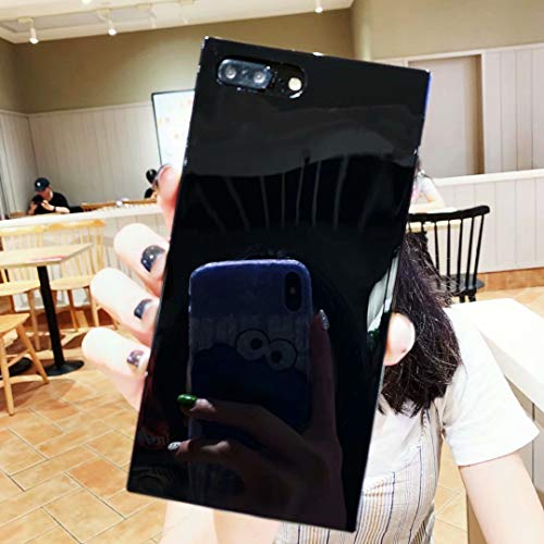 Product Cover Square Case for iPhone 7Plus，Tzomsze iPhone 8 Plus Shiny Case Reinforced Corners TPU Cushion，[2019 Cute Candy Color Series] Square TPU Slim Shock Absorption Silicone Case Cover-Black
