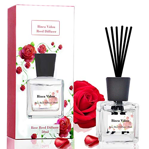 Product Cover binca vidou Rose Reed Diffuser Set, Scented Oil Diffuser with Rattan Sticks for Bedroom Bathroom Office Home Fragrance Gift 50 ml/ 1.7 oz