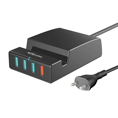 Product Cover Portronics Q-Charger Portable Universal Charging Hub with a QC 3.0 and 3 5V USB Ports and a Mobile Docking Station, Black