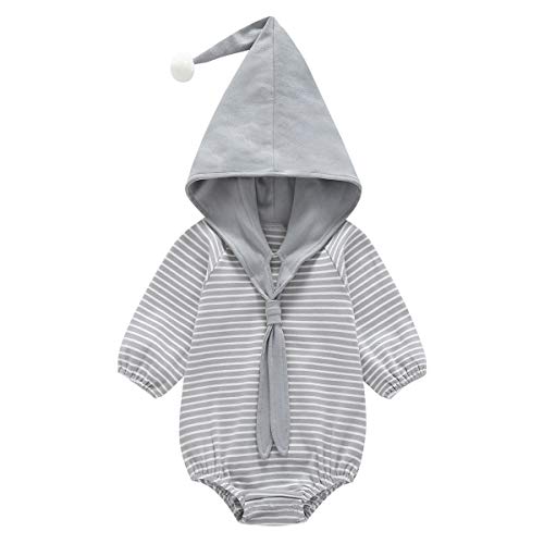 Product Cover Baby Boys Girls Infant Clothe,Long Sleeve Hoodie Romper Bodysuit One-Piece Jumpsuit Outfit(H009-gray, 3-6 Month)
