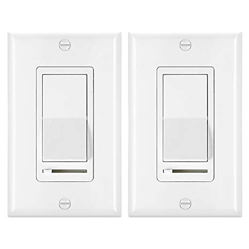 Product Cover [2 Pack] BESTTEN Dimmer Light Switch, Universal Lighting Control, Single Pole or 3 Way, Compatible with LED Dimmable Lamp, CFL, Incandescent, Halogen Bulb, Decorative Wall Plate Included, White