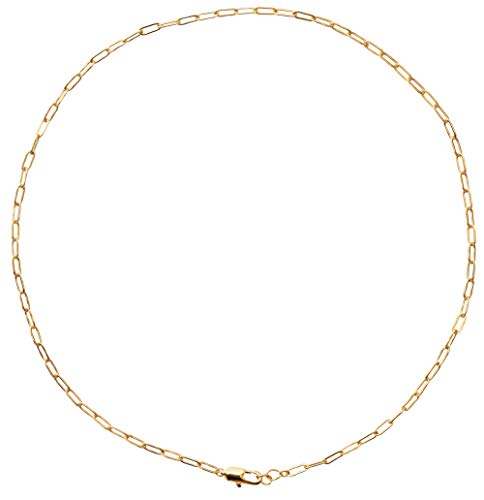 Product Cover Gold Choker Necklace, Gold Necklaces for Women | 14k Gold Dipped Choker Necklace, Gold Link Chain Necklace, Rectangle Long Link Chain Choker Necklace | Celebrity Approved, Thin Gold Necklace, Layering Necklace For Women,