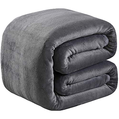 Product Cover SOFTCARE Soft Queen Size Blanket for Fall Winter Spring All Season 350GSM Thicken Warm Fuzzy Microplush Lightweight Thermal Fleece Summer Autumn Blankets for Couch Bed Sofa Dark Gray 90
