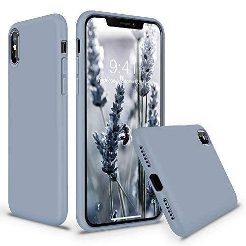 Product Cover Vooii iPhone Xs Case, iPhone X Case, Soft Liquid Silicone Slim Rubber Full Body Protective iPhone Xs/X Case Cover (with Soft Microfiber Lining) Design for iPhone X iPhone Xs - Lavender Grey