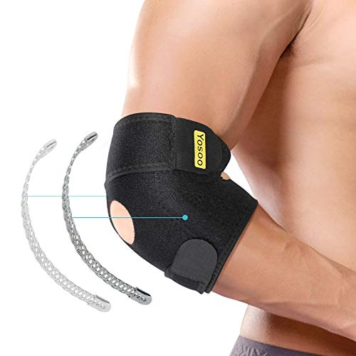 Product Cover Elbow Brace, Adjustable Elbow Support with Dual-Spring Stabilizer, Elbow Strap for Golfers Elbow, Tennis Elbow, Arthritis, Tendonitis, Sports Injury Pain Relief and Protection