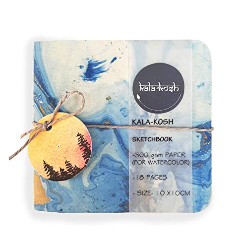 Product Cover Kala Kosh Sketchbook, Watercolour 300 GSM, Handmade Marble Paper Cover (36 Pages)