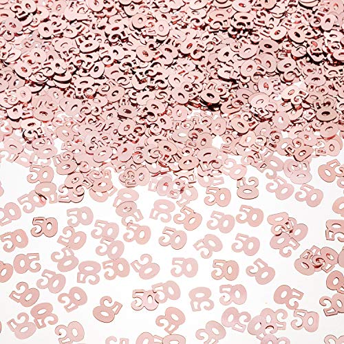 Product Cover EMAAN 50th Wedding Anniversary and 50th Birthday Party Table Confetti Decorations, 50 Number Metallic Foil Confetti for 50th Anniversary Theme Party（Rose Gold）