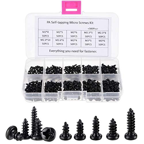 Product Cover M2 M2.3 M2.6 M3 PA Phillips Micro Laptop Repair Screws Computer PC Pan Self-Tapping Electronic Mini Wood Screws,Pack of 500 (001)