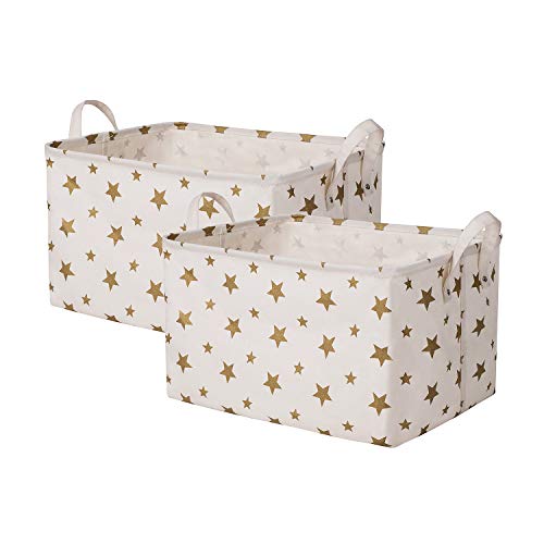 Product Cover SHINYTIME Canvas Storage Baskets Bins Star Style Laundry Baskets Room Organizer for Kids Pets Toy Home Laundry Room Closet (Star-2pcs)