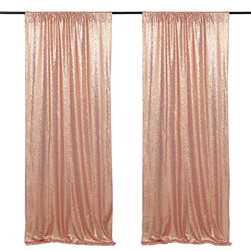 Product Cover Wedding Photo Backdrop 2 Pieces 2ftx8ft Rose Gold Sequin Fabric Backdrop Prom Curtain Backdrop Baby Shower Photo Background