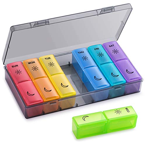 Product Cover BUG HULL Pill Organizer 2 Times a Day, Large Weekly Pill Box AM PM, 7 Day Pill Case, Day and Night Vitamin Containers for Vitamins, Pill Holder for Supplements