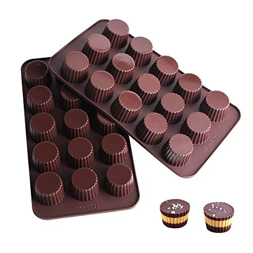 Product Cover Webake Chocolate Candy Molds Silicone Baking Mold for Snack Size Peanut Butter Cup, Jello, Keto Fat Bombs and Cordial, Pack of 2