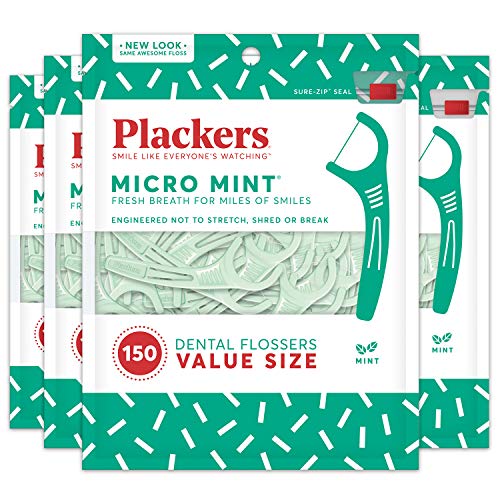 Product Cover Plackers Micro Mint Dental Floss Picks, 150 Count, Pack of 4