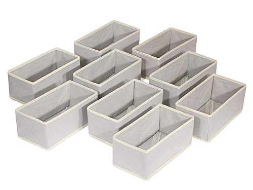 Product Cover DIOMMELL Foldable Cloth Storage Box Closet Dresser Drawer Organizer Fabric Baskets Bins Containers Divider for Clothes Underwear Bras Socks Lingerie Clothing,Set of 9 Grey 090