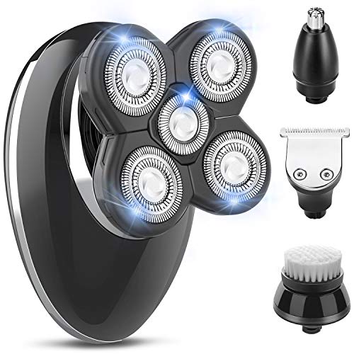 Product Cover Kibiy Electric Shavers for Men Bald Head Shaver Mens Electric Razors for Shaving Rechargeable Cordless Wet/Dry Rotary Shaver with Clippers Nose Hair Trimmer Facial Cleansing Brush