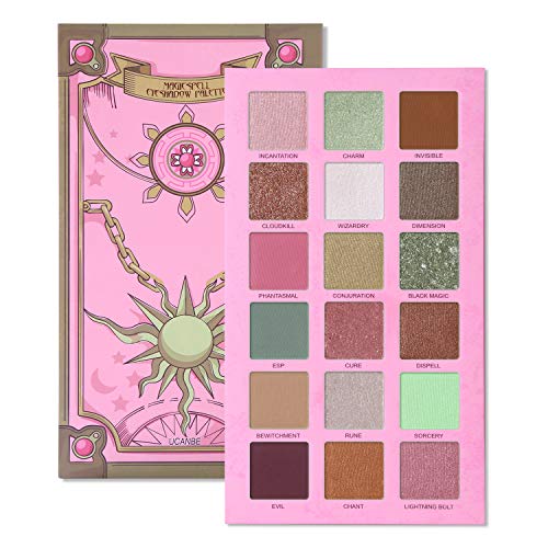 Product Cover UCANBE Magic Spell Eyeshadow Palette 18 Color Pigment Matte Shimmer Glitter Eye Shadow Makeup - Nude Browm Peachy Pink Sage Green Velvet Texture Easy to Blend Long Lasting Pallet