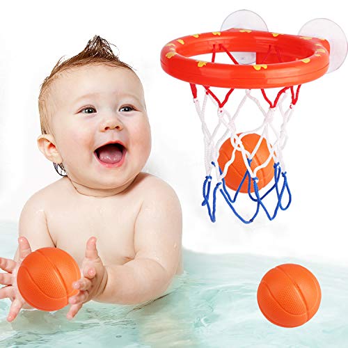 Product Cover zoordo Bath Toys Bathtub Basketball Hoop Balls Set for Toddlers Kids with Strong Suction Cup Easy to Install,Fun Games Gifts in Bathroom,3 Balls Included