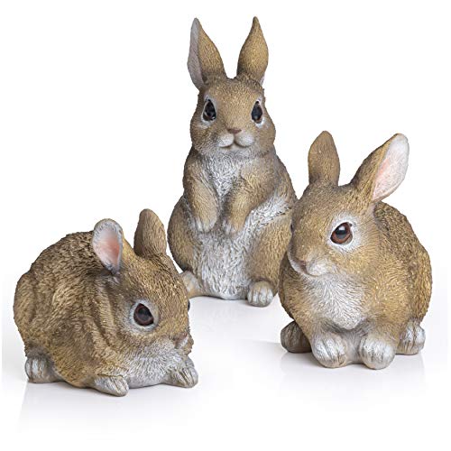 Product Cover Besti Bunny Statue Yard Garden Decorations (3 Bunnies) | Cute Rabbits Look Great in Any Outdoor Living Space | Small Bunnies Can Also Be Used for Kitchen & Table Decor | 2-7/8 x 4 x 4-1/4 Inches