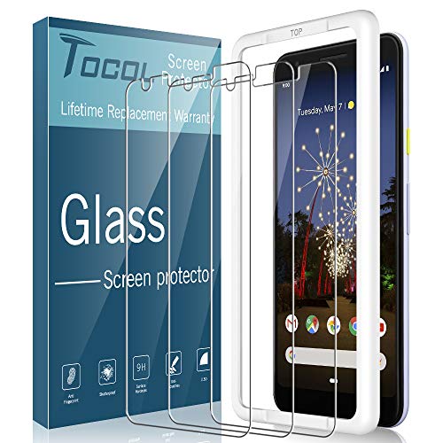 Product Cover TOCOL [3 Pack] for Google Pixel 3a Screen Protector Tempered Glass HD Clarity Touch Accurate [9H Hardness] Easy Installation Tray