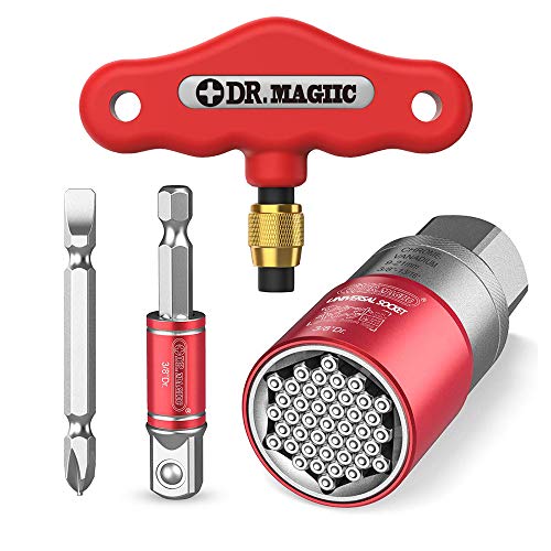 Product Cover Multifunction Universal Socket Tool Set - Universal Soket Grip (9-21mm), Ratchet Wrench Power Drill Adapter, Double Ended Screw-Driving Bit, Tool for DIY Handyman  (Red)