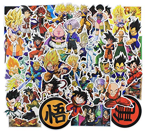 Product Cover Cartoon Stickers 100 pcs, Anime Dragon Ball Laptop Stickers Fun Vinyl Decals for Water Bottles Kids Skateboard Snowboard Motorcycle Car - No- Duplicate Aesthetic Waterproof Sticker Pack