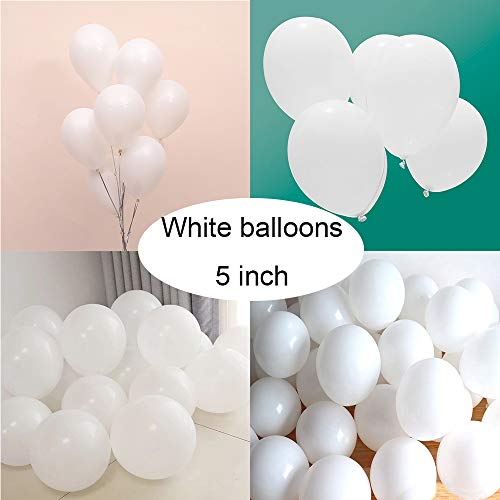 Product Cover Latex White Balloons for Party 200 pcs 5 inch Macaron White Balloons for Baby Shower Birthday Wedding Engagement Anniversary Christmas Festival Picnic or any Friends & Family Party Decorations