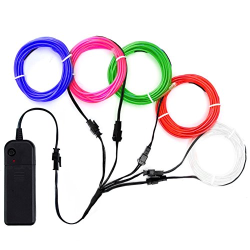 Product Cover Zitrades EL Wire Neon Lights Kit with Portable AA Battery Inverter for Halloween Christmas Party Decoration (White, Blue, Red, Green, Pink, 5 by 1-Meter)