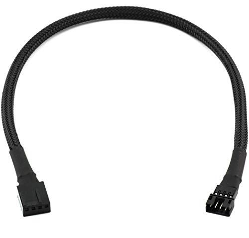 Product Cover CRJ Male Mini 4-Pin GPU Fan to Female 4-Pin PWM All Black Sleeved Adapter Cable