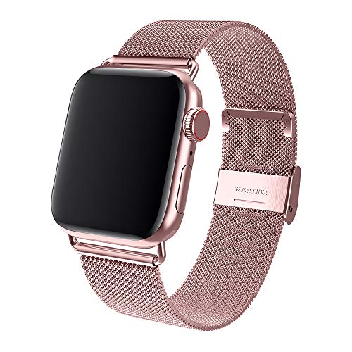 Product Cover ENANYN Watch Band Compatible with Apple Watch Band 38mm 40mm 42mm 44mm Stainless Steel Replacement Band for Watch Series 1/2/3/4 (Rose Gold, 42mm/44mm)