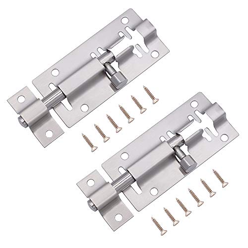 Product Cover Barrel Bolt, [2 Pack] 3 Inch Slide Latch, Sliding Lock for Door, Stainless Steel/Brushed Surface/Solid Latch/with Screws, Protect Your Security and Privacy, by SAYALAND