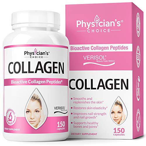 Product Cover Bioactive Collagen Pills - Clinically Proven & Patented Verisol Collagen Peptides - Premium Hydrolyzed Collagen Capsules - Promotes Healthy Hair, Skin, Nails - Non-GMO, 150 Capsules