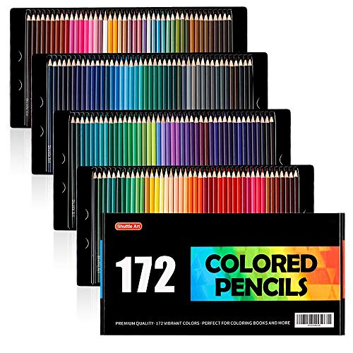 Product Cover Shuttle Art 172 Colored Pencils, Soft Core Color Pencil Set for Adult Coloring Books Artist Drawing Sketching Crafting