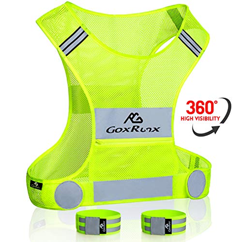 Product Cover GoxRunx Reflective Vest Running Gear, Lightweight Motorcycle Cycling Reflective Vests with Large Pocket & Adjustable Waist for Women Men, Running Safety Vest with Reflective Bands