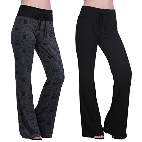 Product Cover HDE Womens Plus Size Pajama Pants Wide Leg Lounge Bottoms Sleepwear (2 Pack)