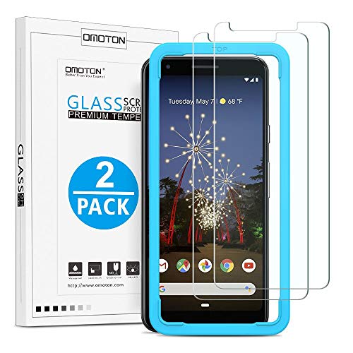 Product Cover OMOTON [2 Pack] Screen Protector for Google Pixel 3a, [Updated Version] Tempered Glass/ Easy Installation/ Anti-Scratch Screen Protector for Google Pixel 3a 5.6 Inch, 2019 Released