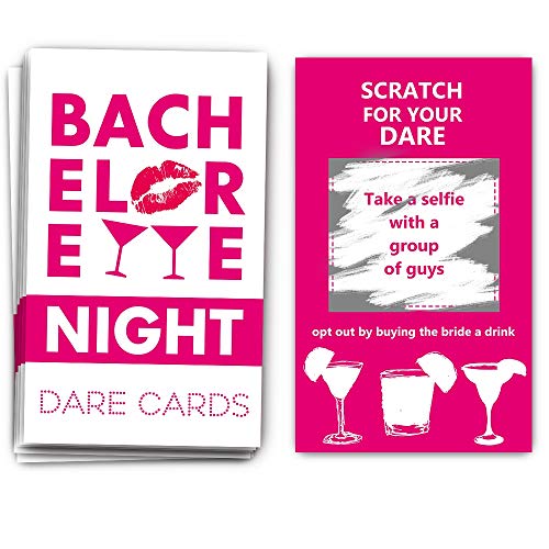 Product Cover 40 Bachelorette Party Drinking Game Dare Card - Bachelorette Scratch Off Cards - Perfect for Girls Night Out Activity,Bridal Showers, Bridal Parties,Girl Party - Bachelorette Night Dare Card - 40 sheets