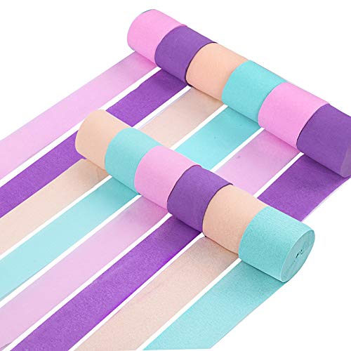 Product Cover RUBFAC 12 Rolls Crepe Paper Streamers Unicorn Party Supplies Decorations for Kids Birthday Party Baby Shower Bridal Shower