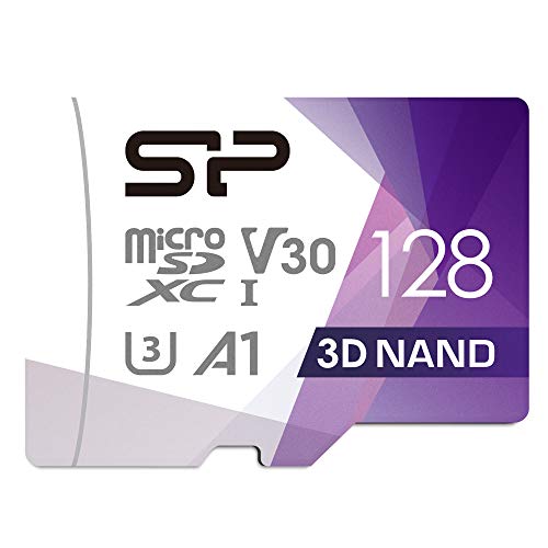 Product Cover Silicon Power 128GB R/W up to 100/ 80MB/s Superior Pro Micro SDXC UHS-I (U3), V30 4K A1, High Speed MicroSD Card with Adapter
