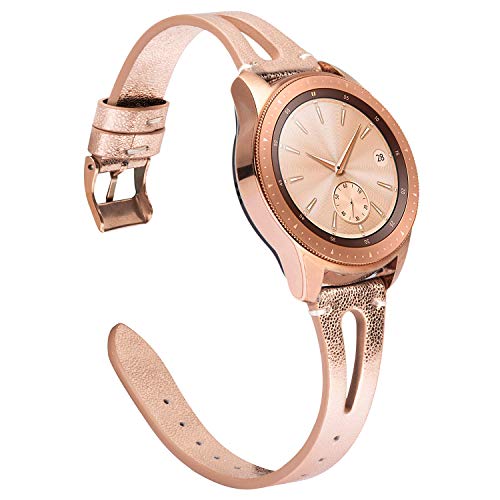 Product Cover TOYOUTHS Leather Bands Compatible with Samsung Galaxy Watch 42mm/Galaxy Active 2 40mm 44mm Strap Women Men Genuine Leather Wristband Replacement for Gear S2 Classic/Gear Sport 20mm Pins Rose Gold