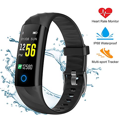 Product Cover Fitness Tracker Smart Watch,IP68 Waterproof Activity Tracker Smart Watch with Heart Rate Blood Pressure Message Call Reminder Smartwatch for Women Men Kids,Bluetooth Touch Screen Sport Watch (Black)