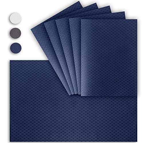 Product Cover VCVCOO Anti-Stain Double Sided Placemats for Dining Table,13 by 19 inches Cloth Placemats Set of 6 Pieces, Navy Blue Waffle Woven Fabric Table Mats Machine Washable