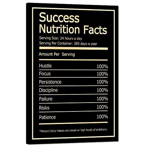Product Cover Success Nutrition Facts Motivational Wall Art Inspirational Entrepreneur Quotes Painting Prints on Canvas Modern Inspiring Posters Pictures Framed Wooden Artwork Home House Office Decor (12