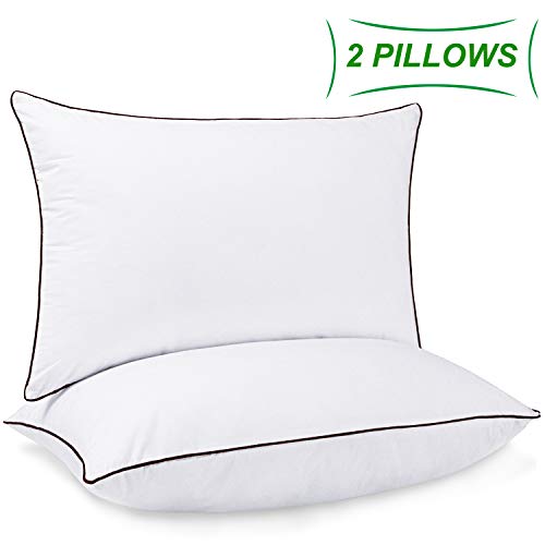 Product Cover 2 Pack Bed Pillows for Sleeping Down Alternative Sleeping Pillows for Side Back Sleepers with Super Soft Plush Fiber Filled Hotel Collection Adjustable Fit and Zipper Removable Pillow (Queen Size)