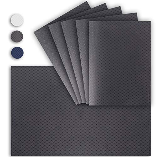 Product Cover VCVCOO Anti-Skid Double-Sided Placemat Set of 6 Washable, Waterproof Charcoal Gray Waffle Table Mat 13 X 19 Inch for Kitchen Dining Home Décor
